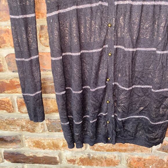 Magaschoni Brown Metallic Sparkle Button Down Cardigan Sweater Womens Size Small - Picture 3 of 6